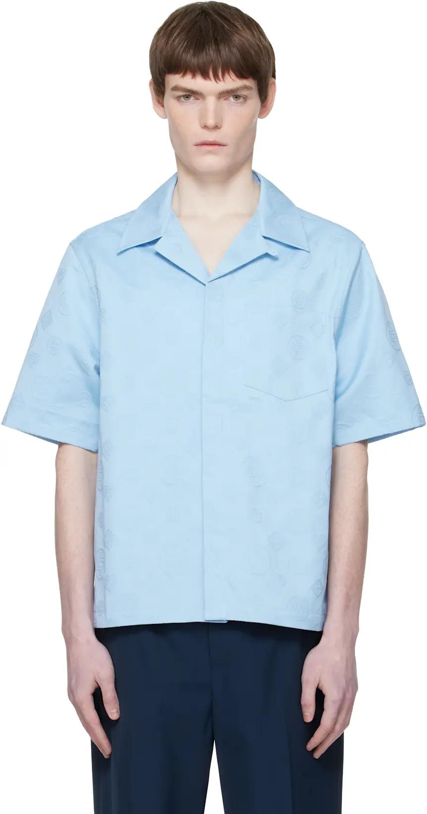 Blue Monogram Short Sleeve Shirt by CASABLANCA
