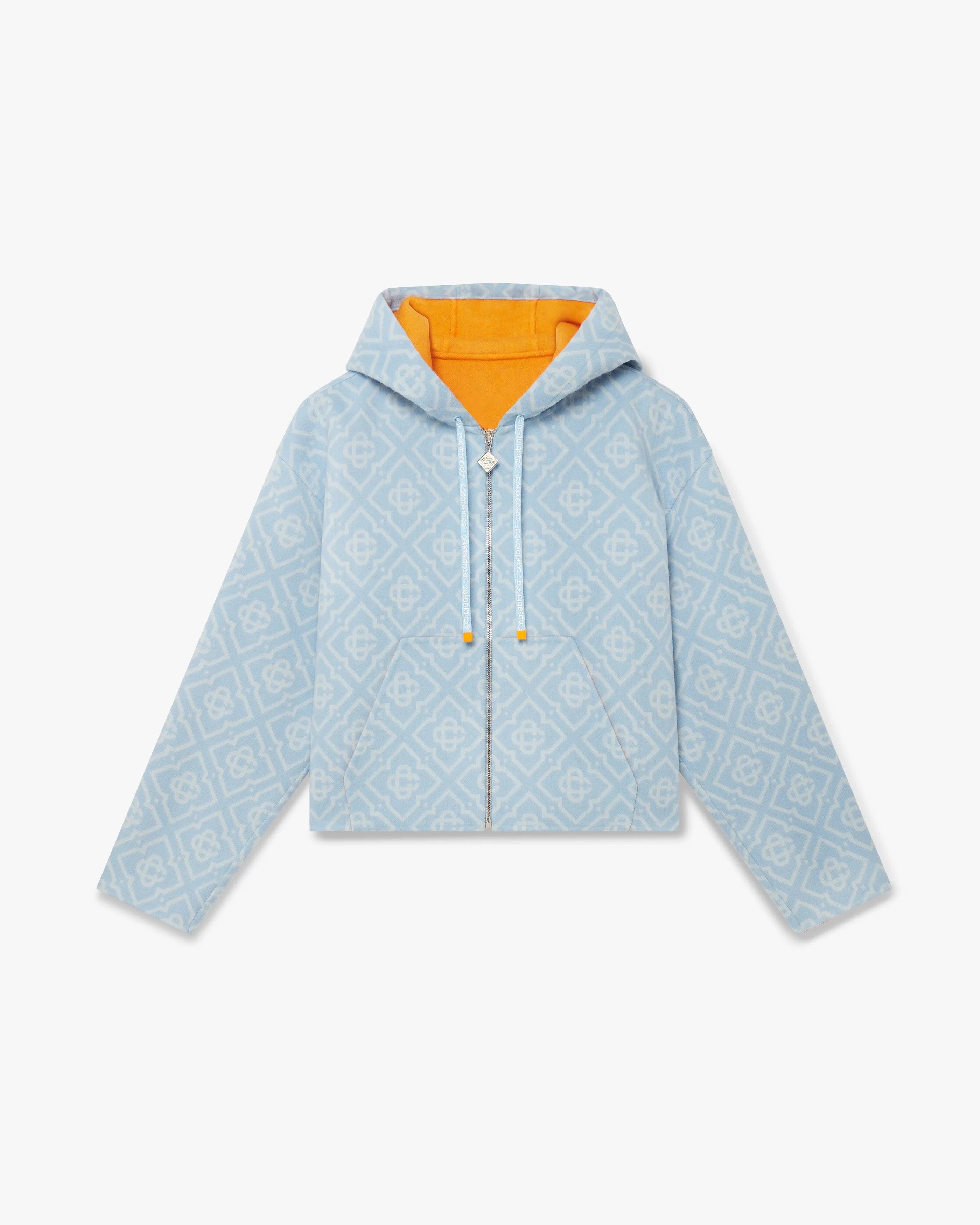 Blue Monogram Wool Hooded Sweatshirt by CASABLANCA