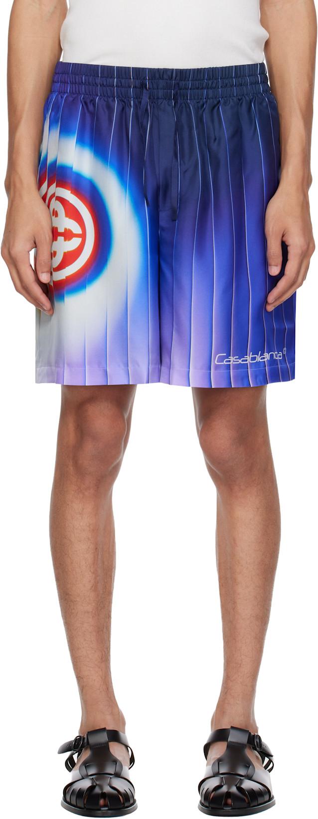 Blue Shockwave Silk Shorts by CASABLANCA
