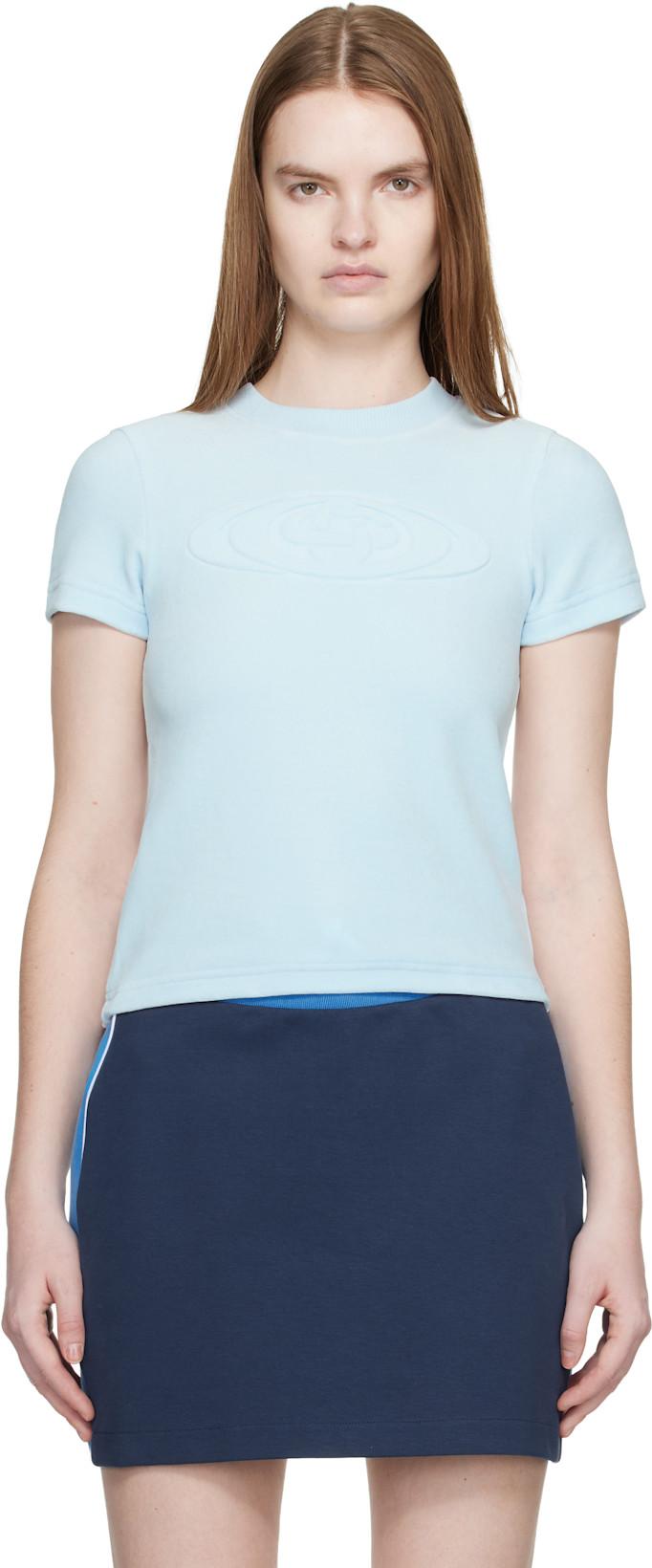 Blue Velour Short Sleeve T‑shirt by CASABLANCA