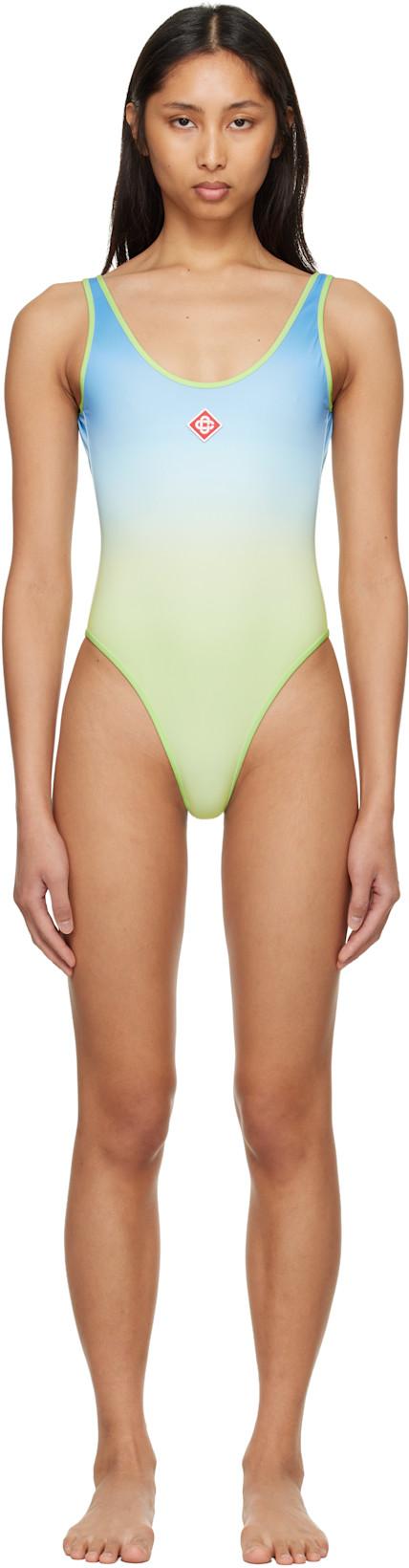 Blue & Green Gradient Swimsuit by CASABLANCA