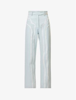 Border-embellished straight-leg high-rise jeans by CASABLANCA