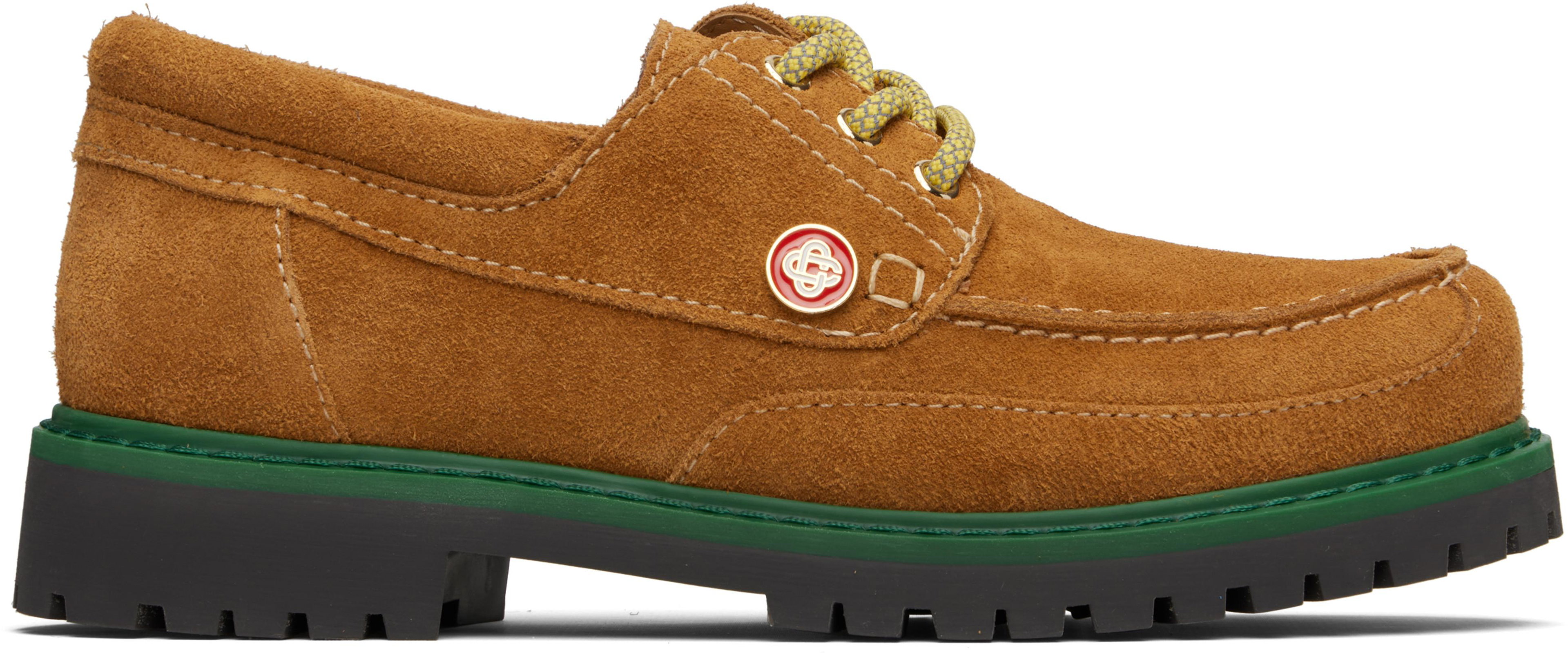 Brown Leather Boat Shoes by CASABLANCA