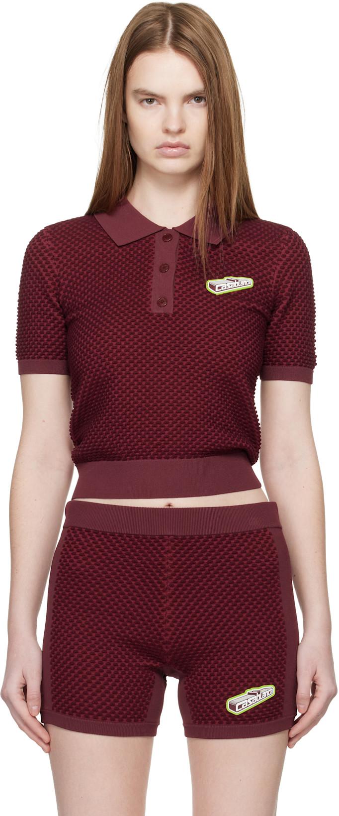 Burgundy Bubble Jacquard Polo by CASABLANCA