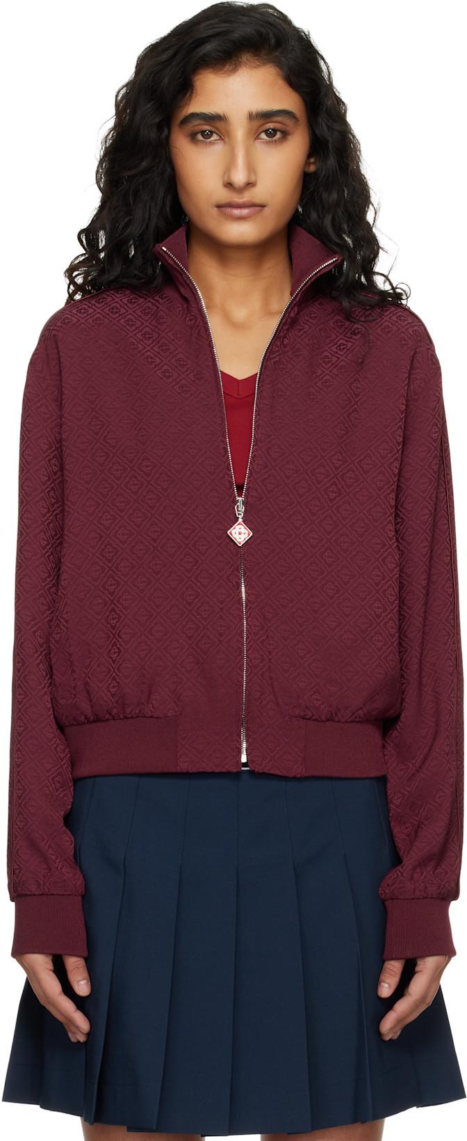 Burgundy Monogram Track Jacket by CASABLANCA