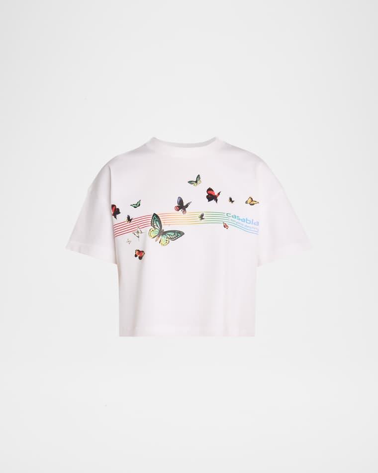 Butterfly Boxy Crop T-Shirt by CASABLANCA