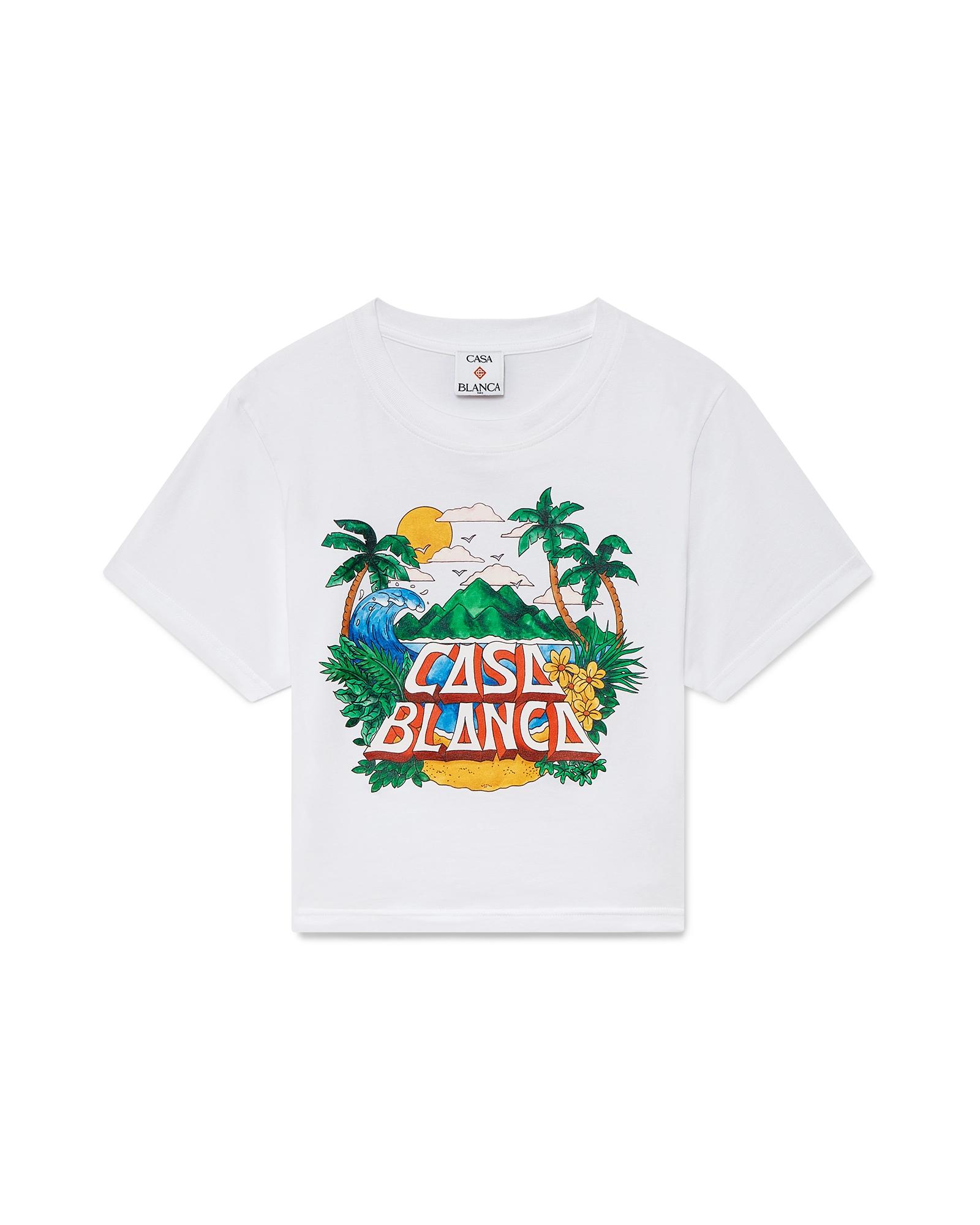 Casa Beach Wave Cropped Short Sleeve T-Shirt by CASABLANCA