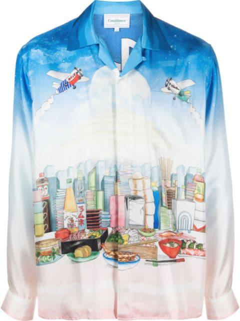 Casa Cafe landscape-print silk shirt by CASABLANCA