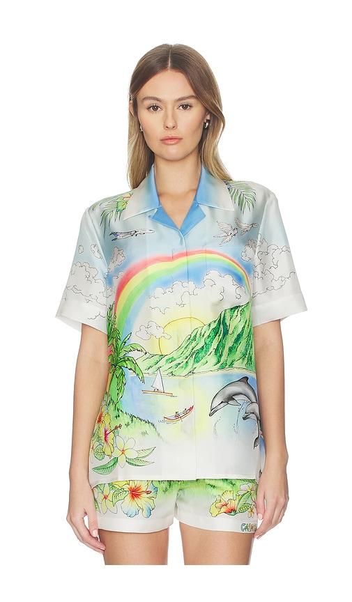 Casablanca Aloha Shirt in Baby Blue,Green by CASABLANCA