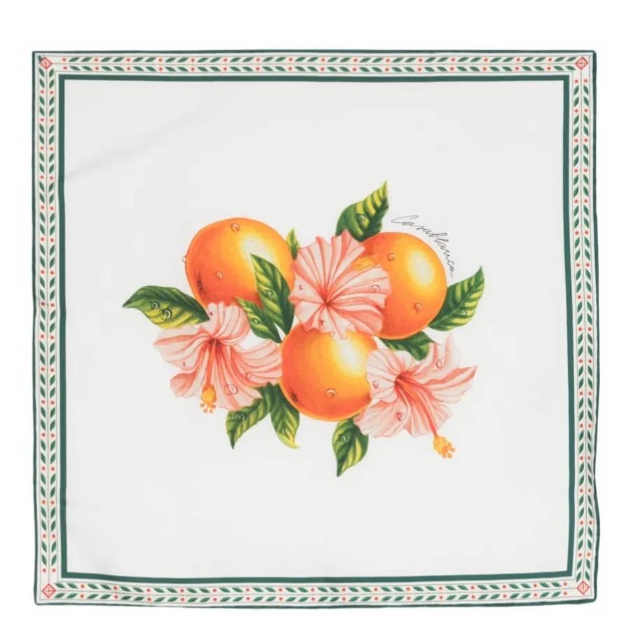 Casablanca Ladies Orange Silk Scarf In Fleur by CASABLANCA