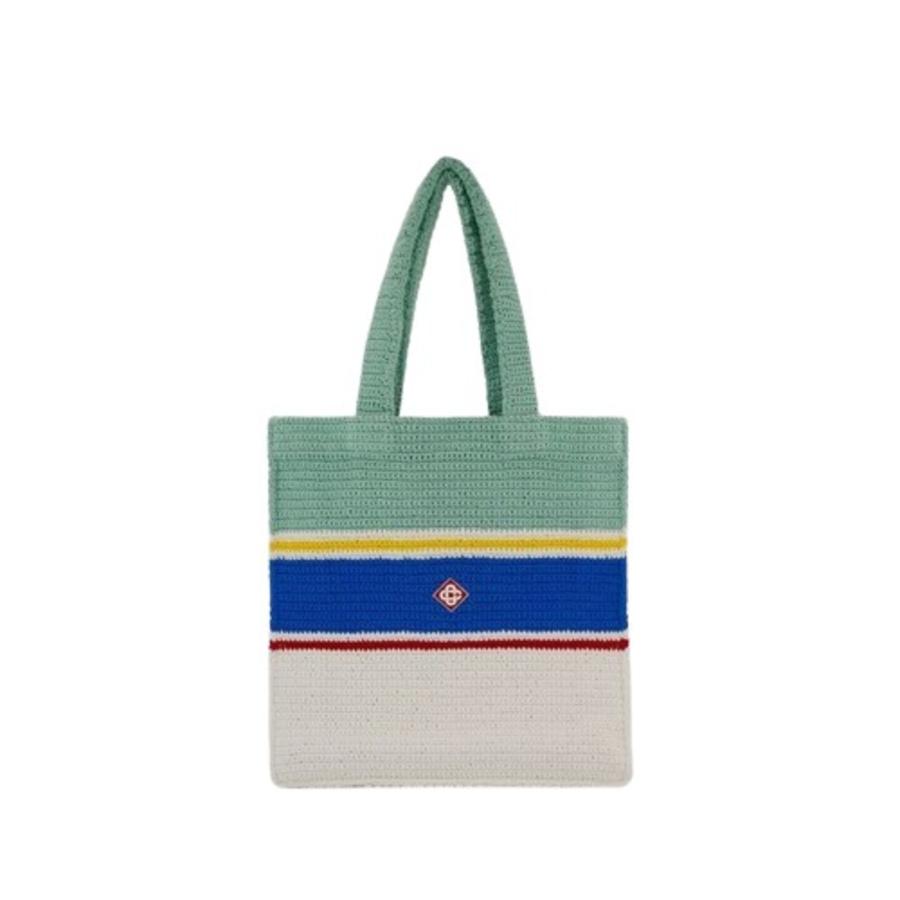 Casablanca Mens White / Blue Multi Crochet Shopper Bag by CASABLANCA