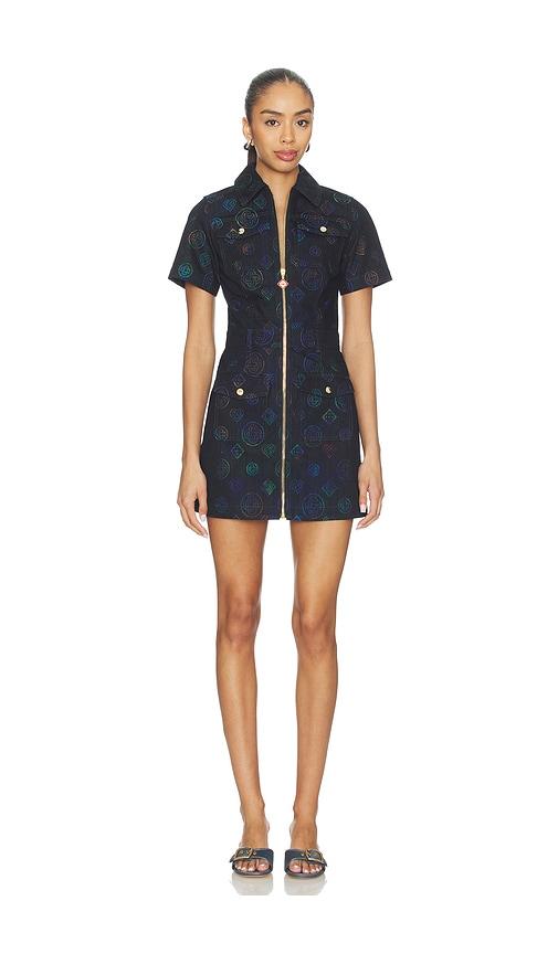 Casablanca Monogram Denim Dress in Black by CASABLANCA