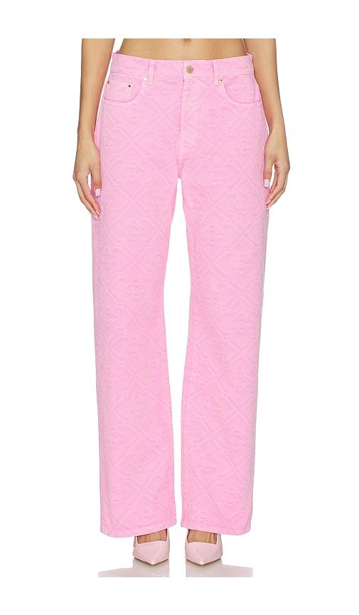 Casablanca Monogram Denim Jean in Pink by CASABLANCA