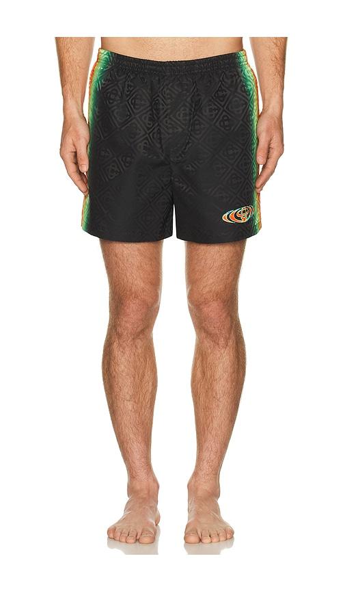 Casablanca Monogram Swim Shorts in Black by CASABLANCA