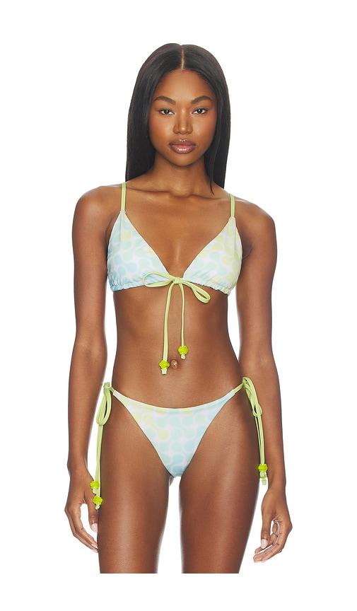 Casablanca String Beaded Bikini Top in Green,Yellow by CASABLANCA