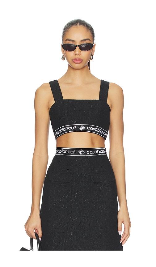 Casablanca Tweed Bra Top in Black by CASABLANCA