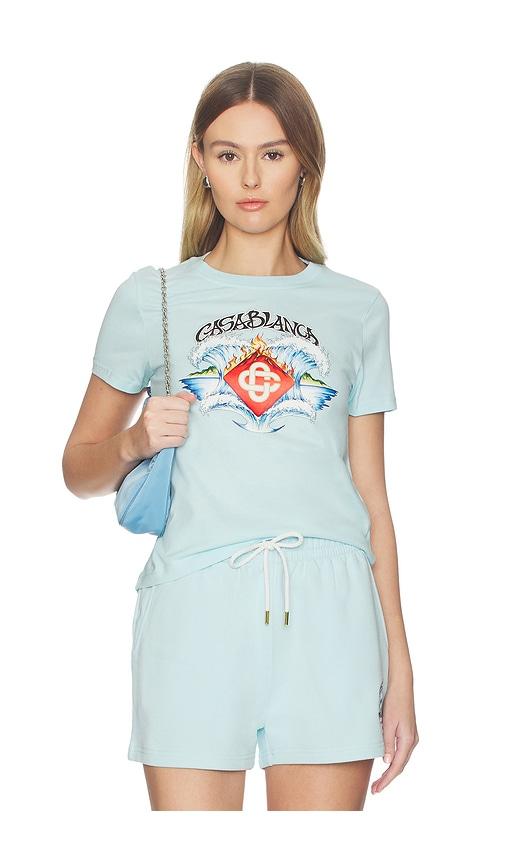 Casablanca Waves Fitted T-shirt in Baby Blue by CASABLANCA
