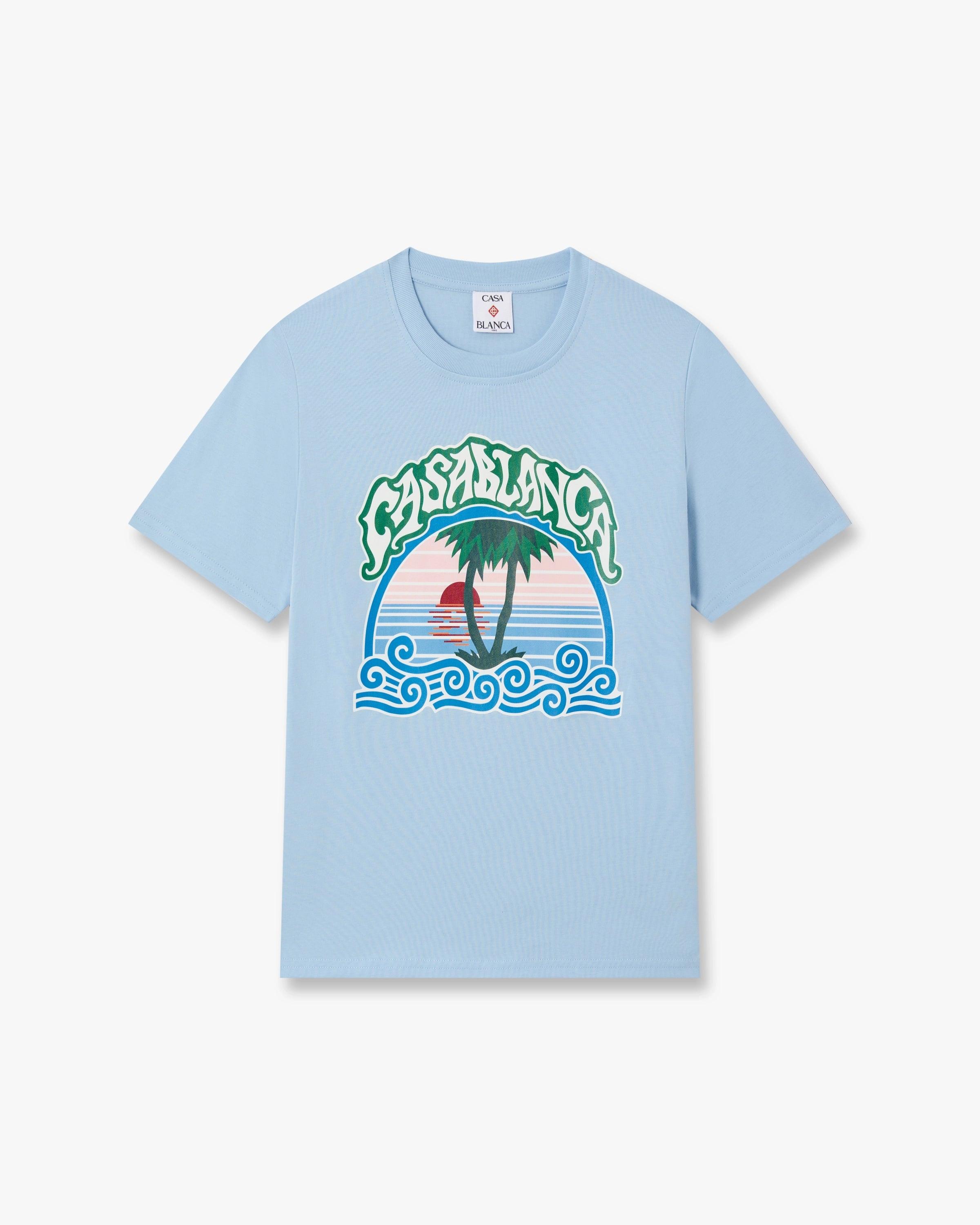 Children's Blue Palm Tree Emblem Short Sleeve T-Shirt by CASABLANCA