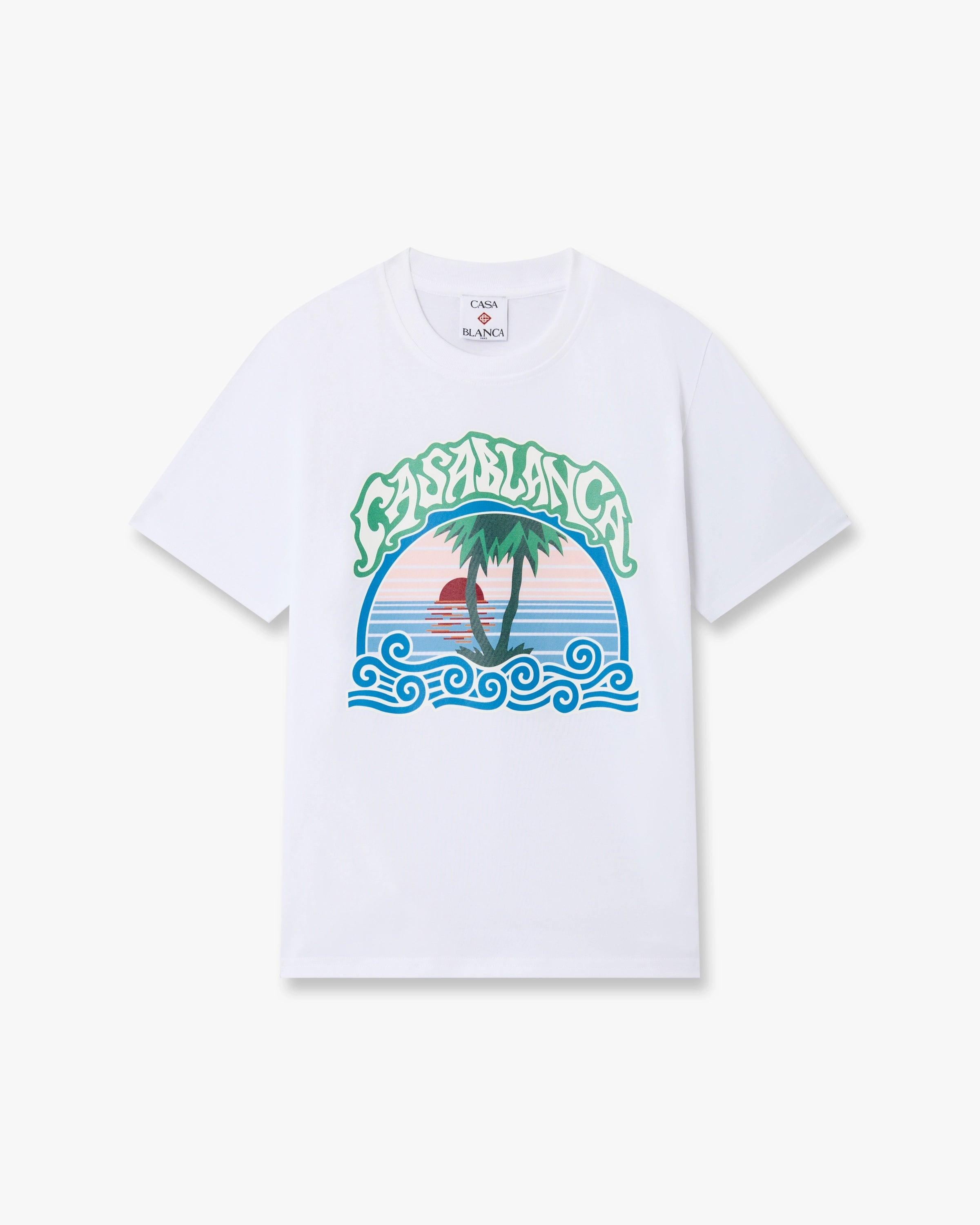 Children's White Palm Tree Emblem Short Sleeve T-Shirt by CASABLANCA