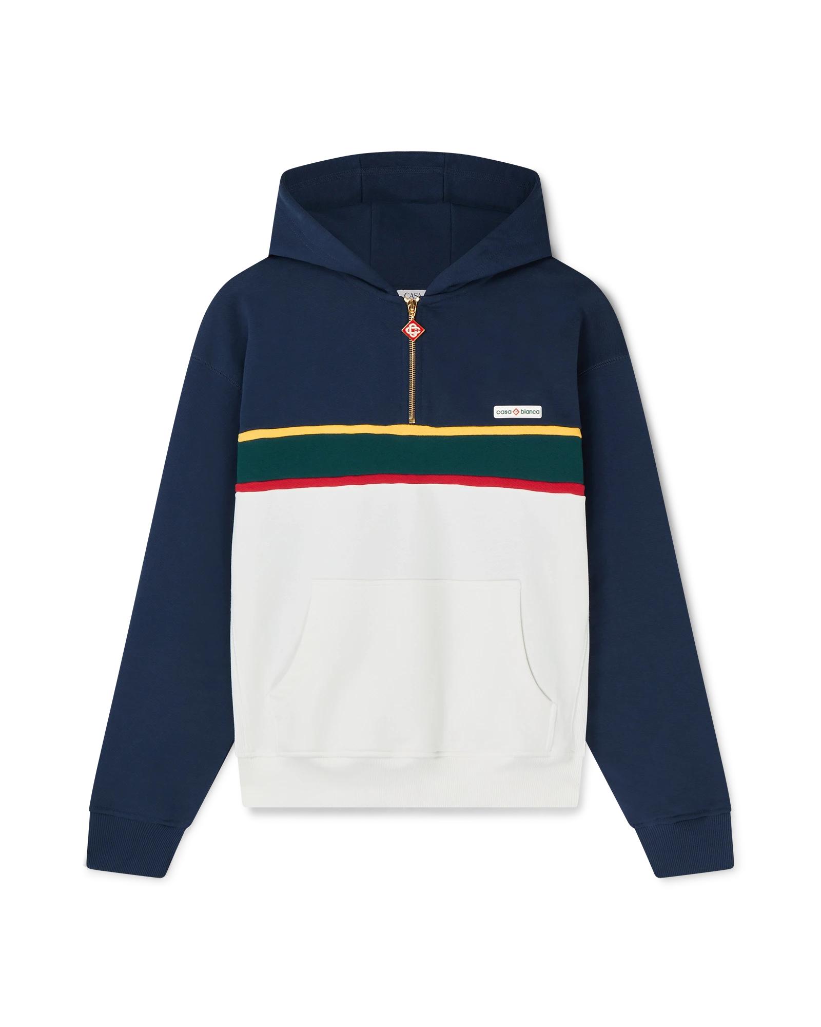 Colourblock Quarter Zip Hooded Sweatshirt by CASABLANCA