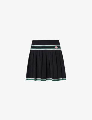 Contrast-trim pleated knitted mini skirt by CASABLANCA