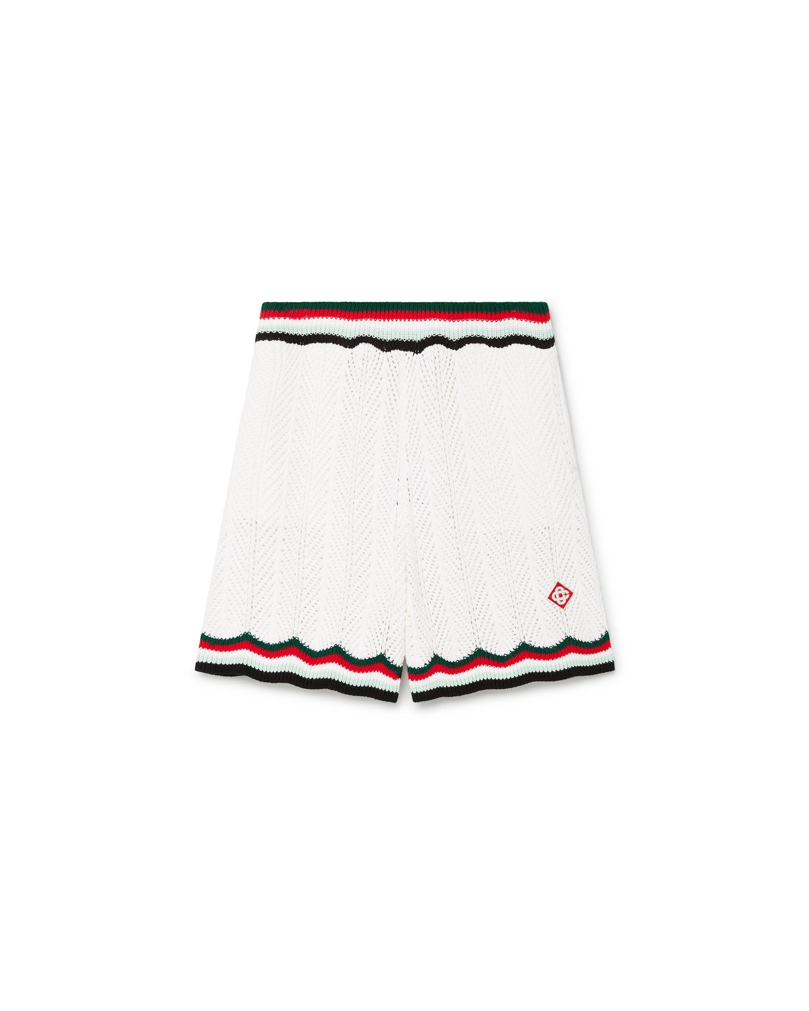 Cotton Chevron Crochet Shorts by CASABLANCA