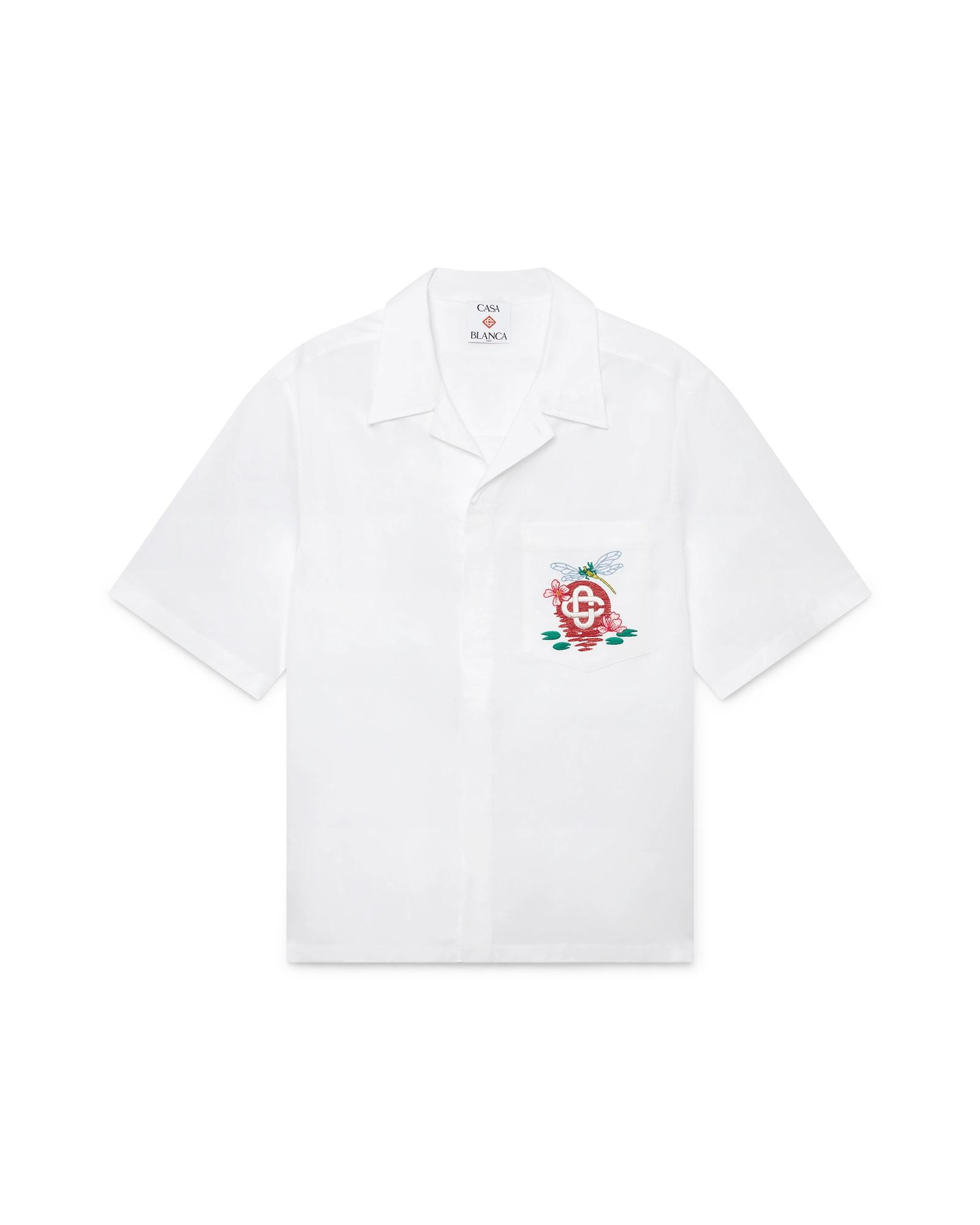 Cotton Poplin Embroidered Short Sleeve Shirt by CASABLANCA