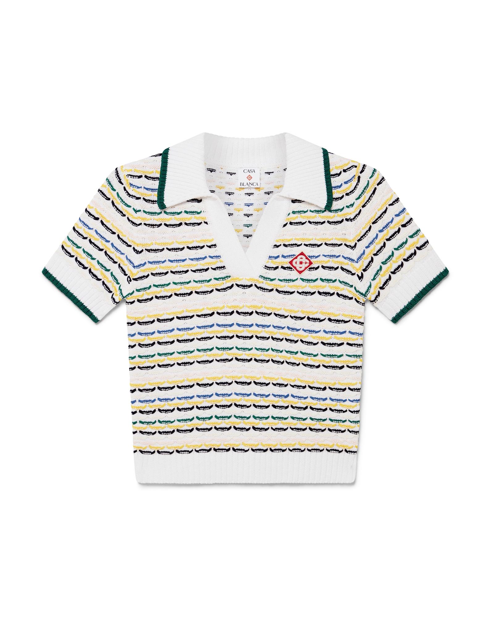 Cotton Tuck Stitch Cropped Polo Shirt by CASABLANCA