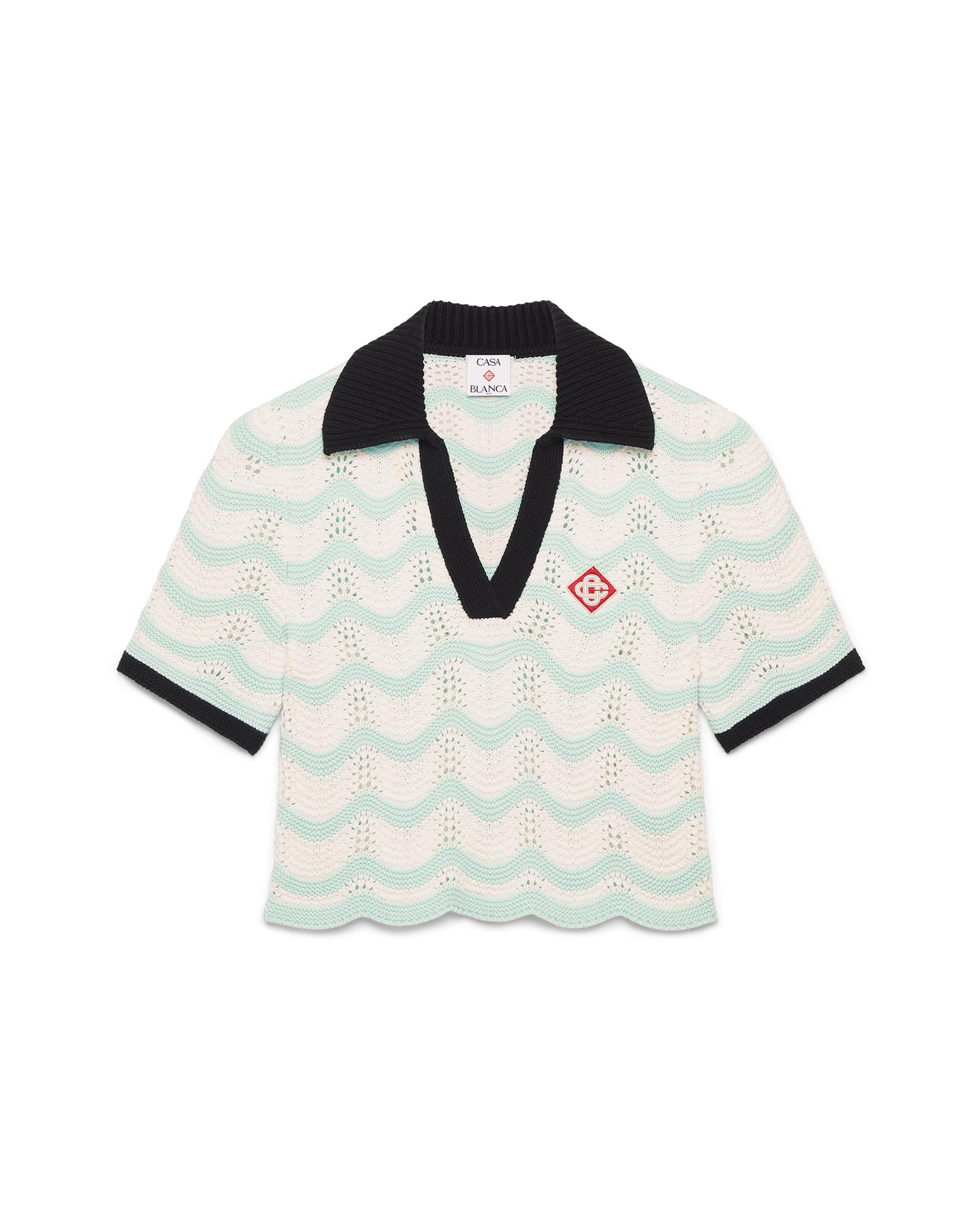 Cotton Wave Crochet Cropped Polo by CASABLANCA