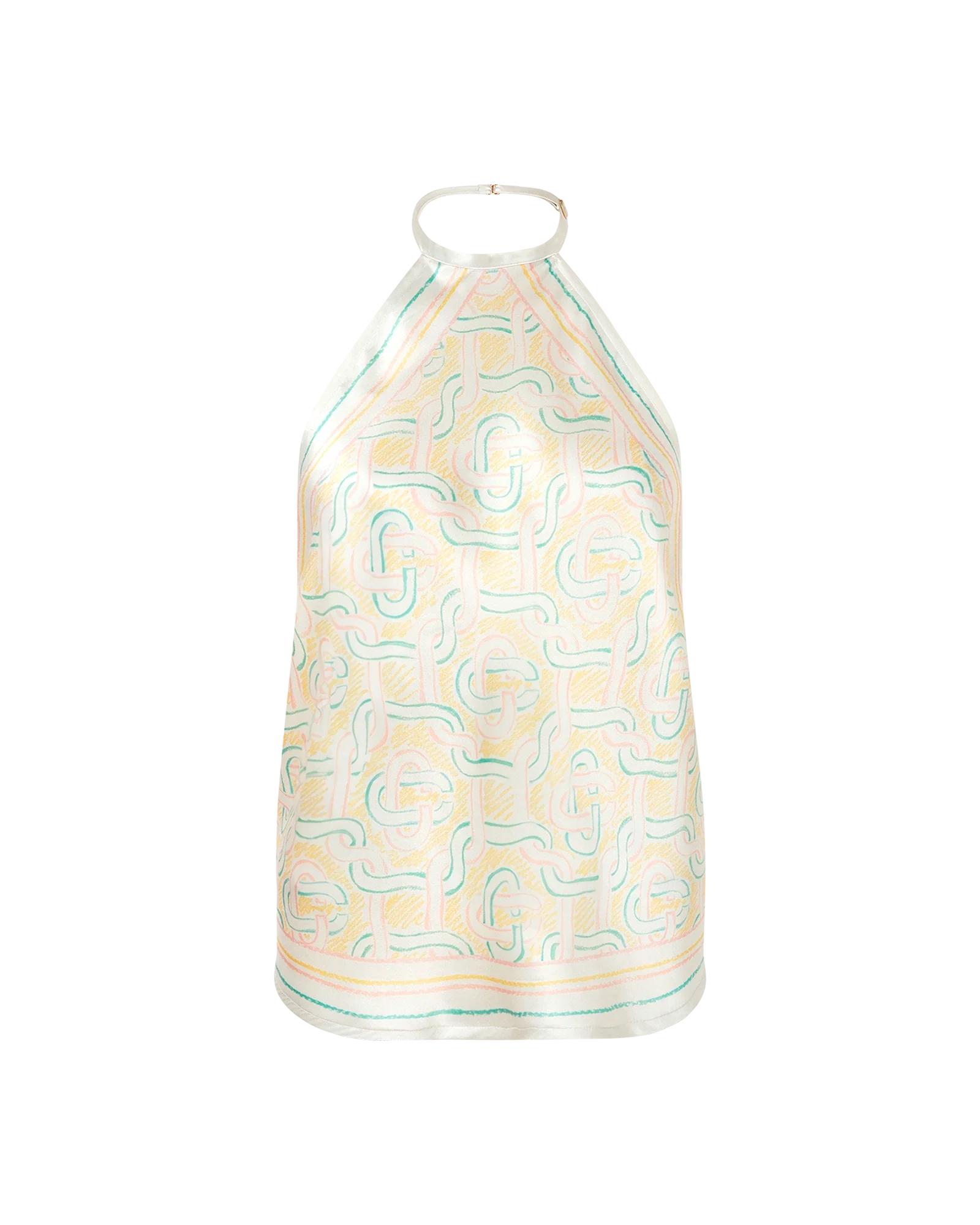 Crayon Monogram Silk Scarf Top by CASABLANCA