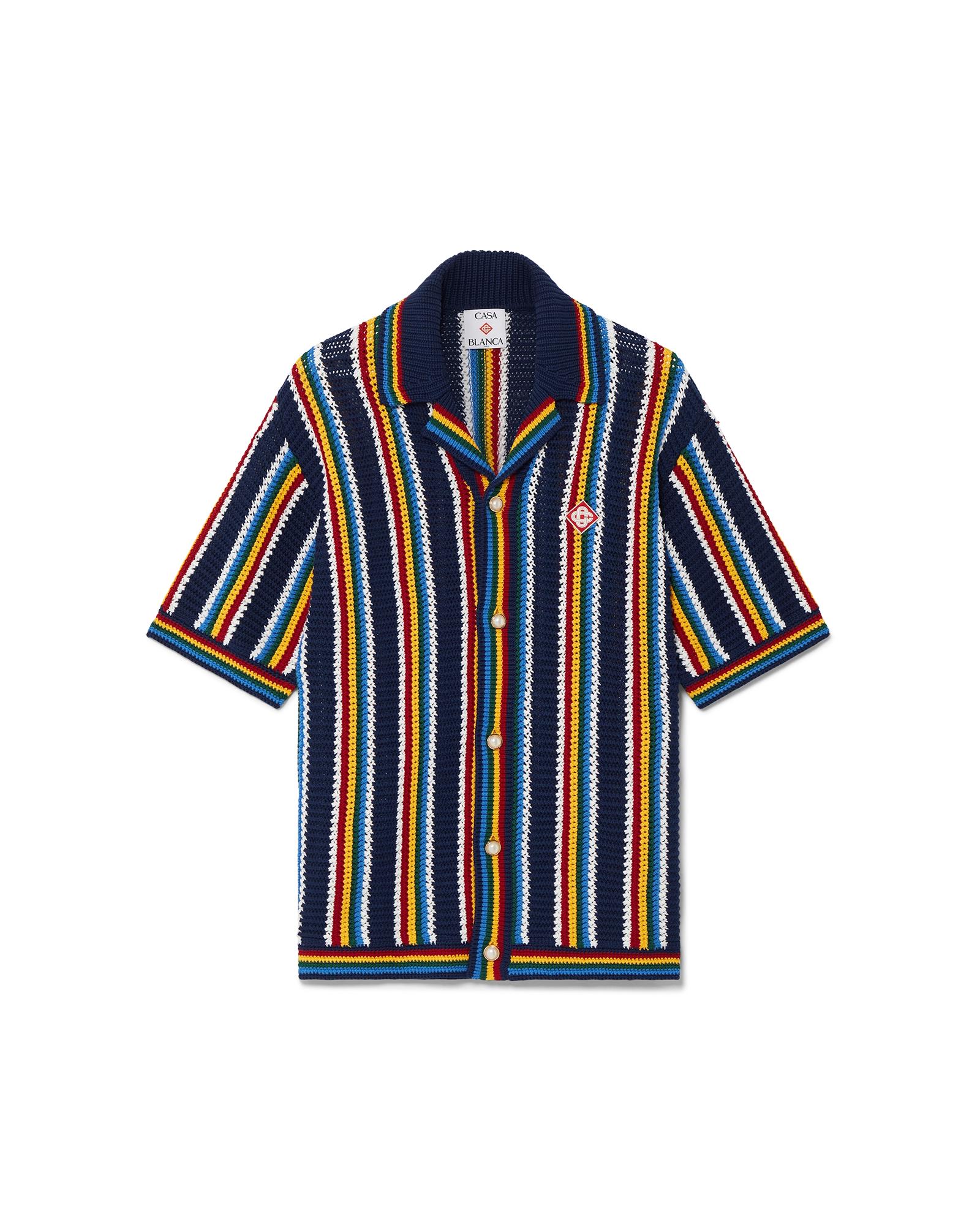 Crochet Short Sleeve Stripe Shirt by CASABLANCA