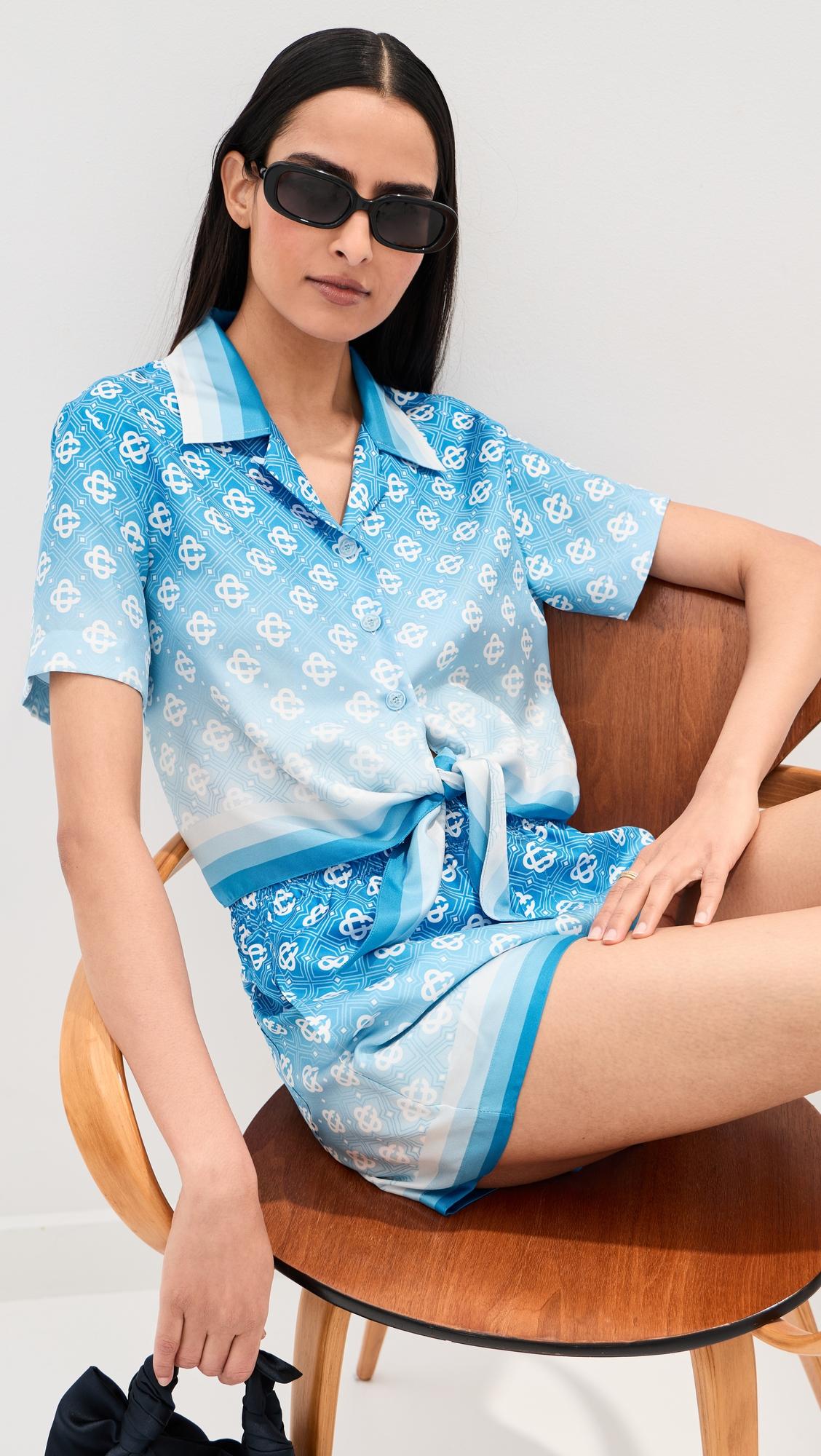 Cropped Knotted Silk Shirt by CASABLANCA