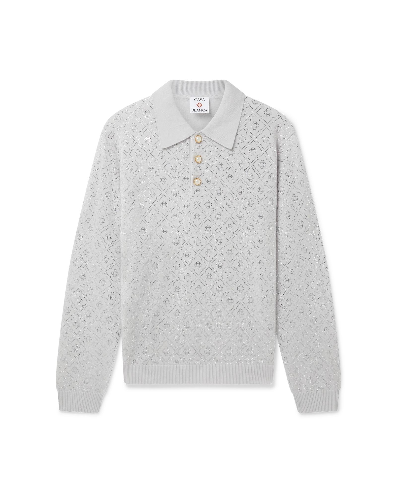 Crystal Monogram Knit Polo Shirt by CASABLANCA