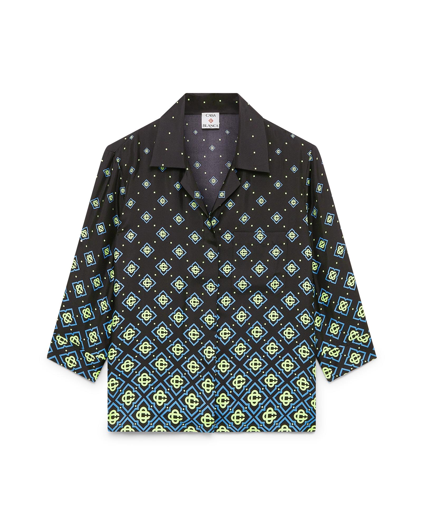 Degrade Monogram Long Sleeve Silk Shirt by CASABLANCA