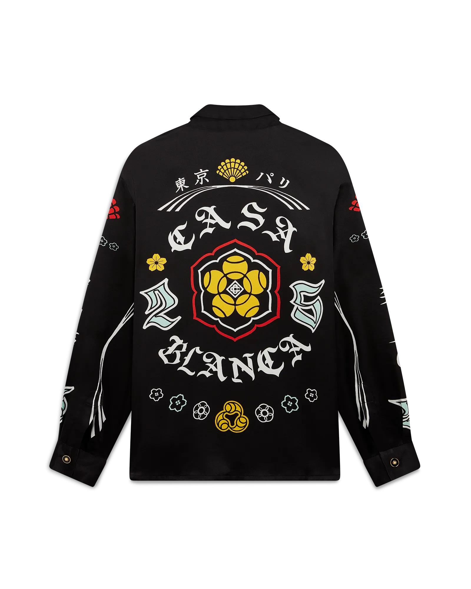 Emblem Long Sleeve  Silk Satin Shirt by CASABLANCA