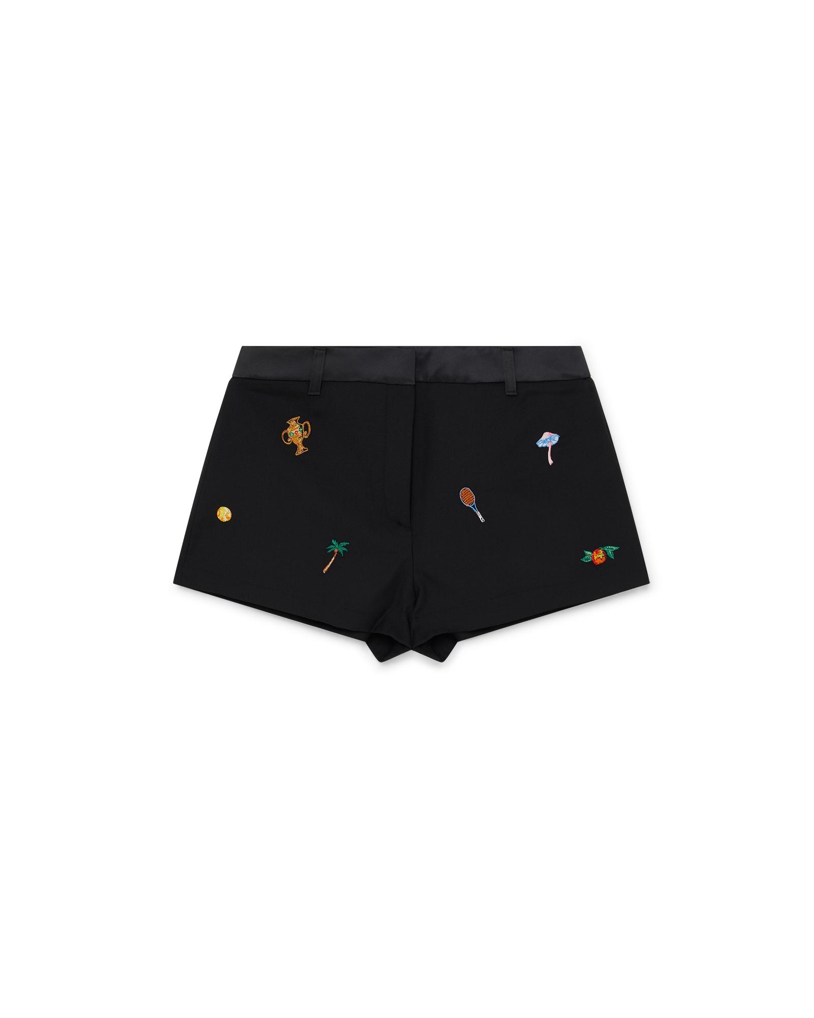 Embroidered Motif Wool Tailored Shorts by CASABLANCA
