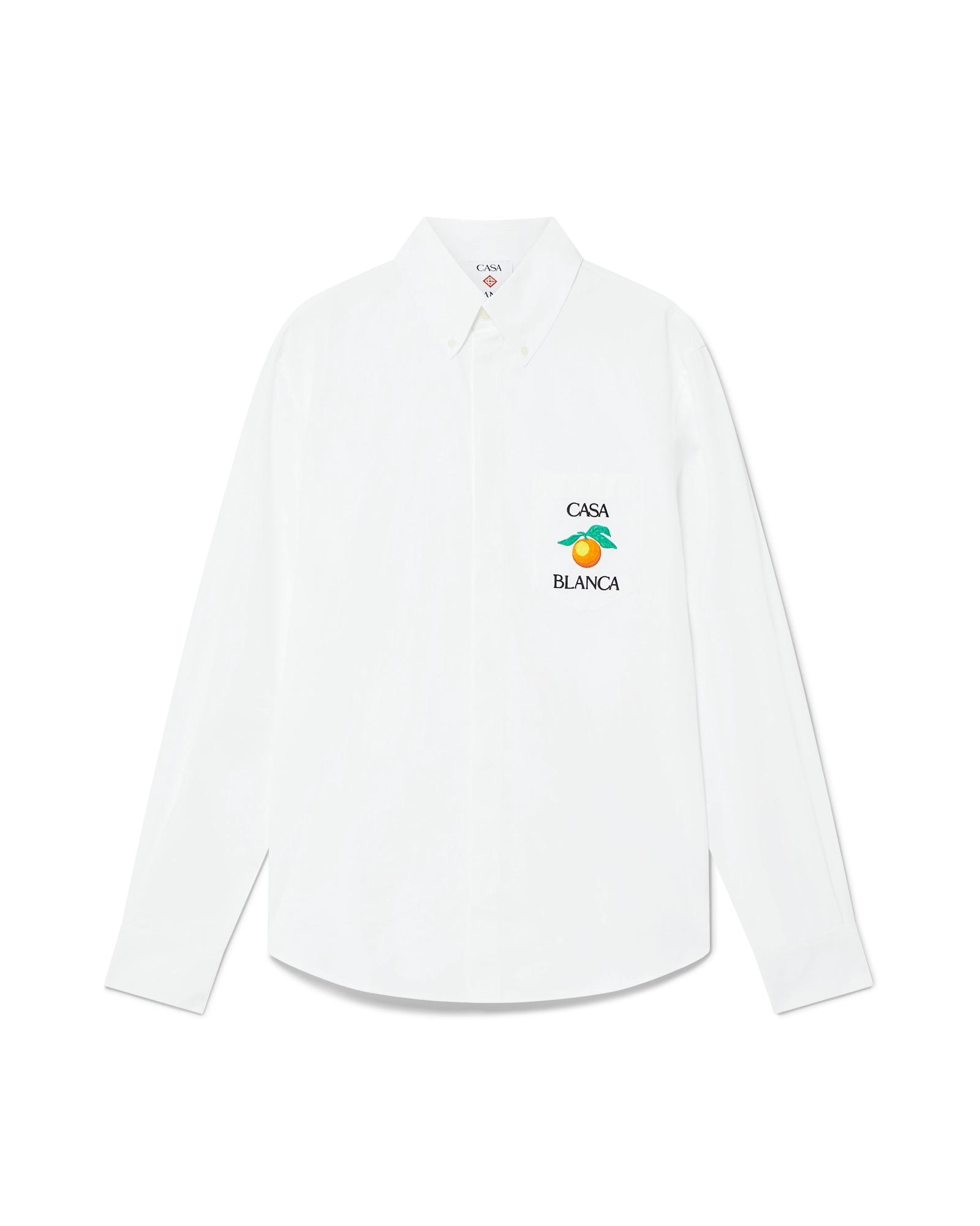 Embroidered Orange Oxford Shirt by CASABLANCA
