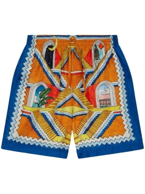 Escalier Infini silk shorts by CASABLANCA