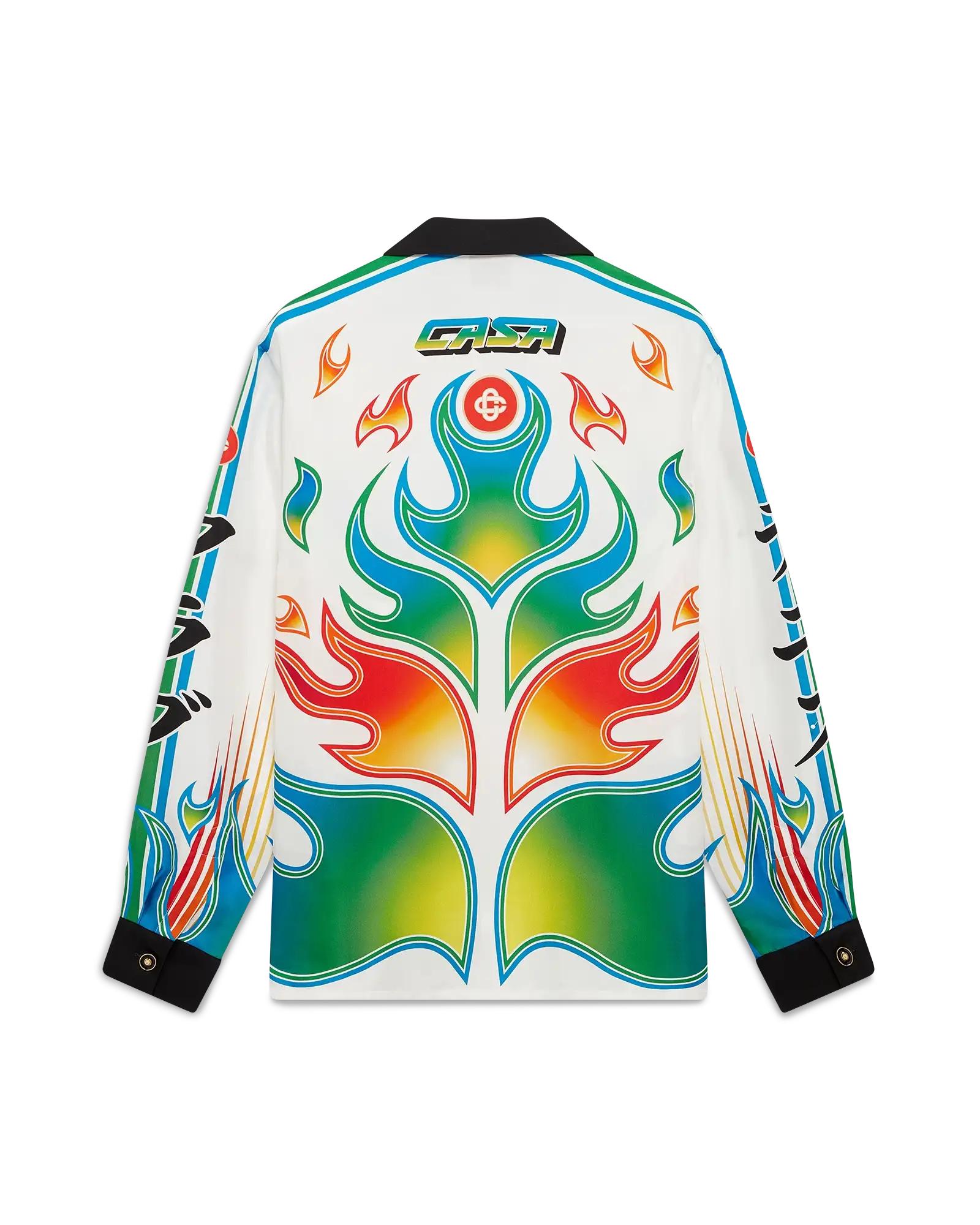 Flame Laurel  Long Sleeve Silk Twill Shirt by CASABLANCA