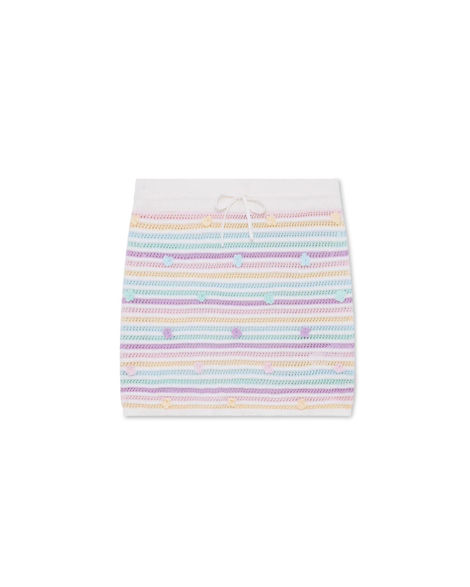 Flower Stripe Cotton Crochet Skirt by CASABLANCA