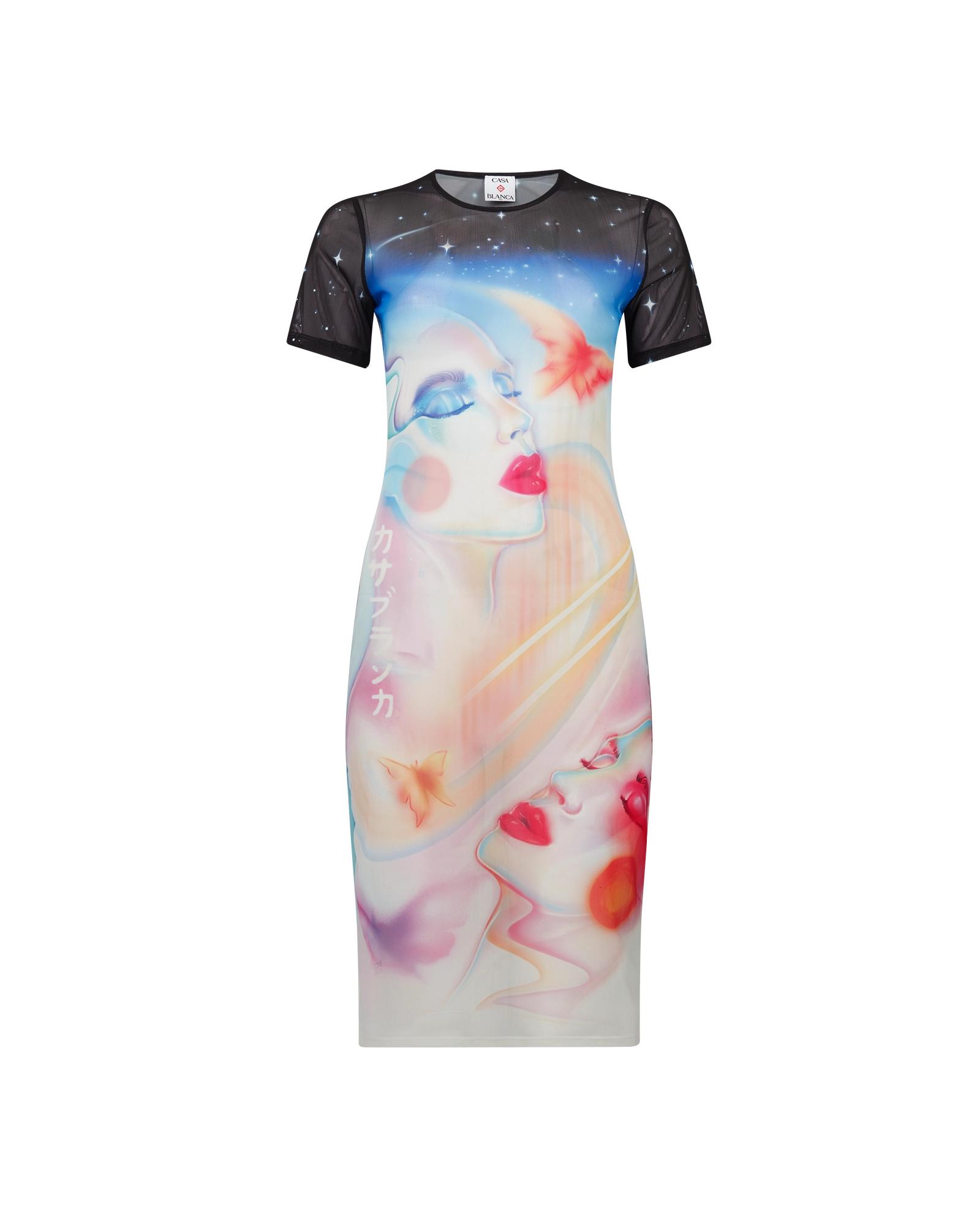 Galactic Connection Mesh Short Sleeve Dress by CASABLANCA Galactic Connection Mesh Short Sleeve Dress by CASABLANCA