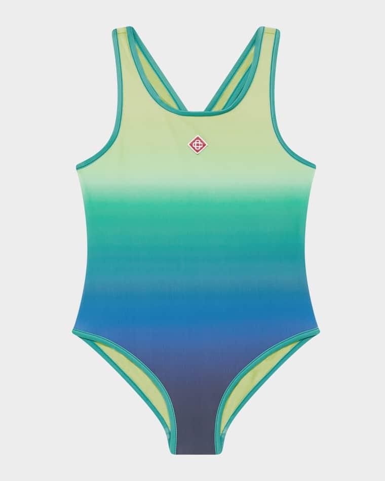 Girl's Gradient-Print One-Piece Swimsuit, Size 3-14 by CASABLANCA