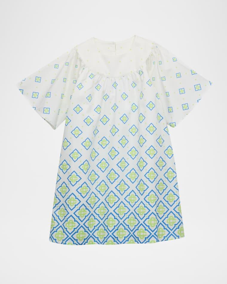 Girl's Monogram Degrade Cotton Dress, Size 3-14 by CASABLANCA