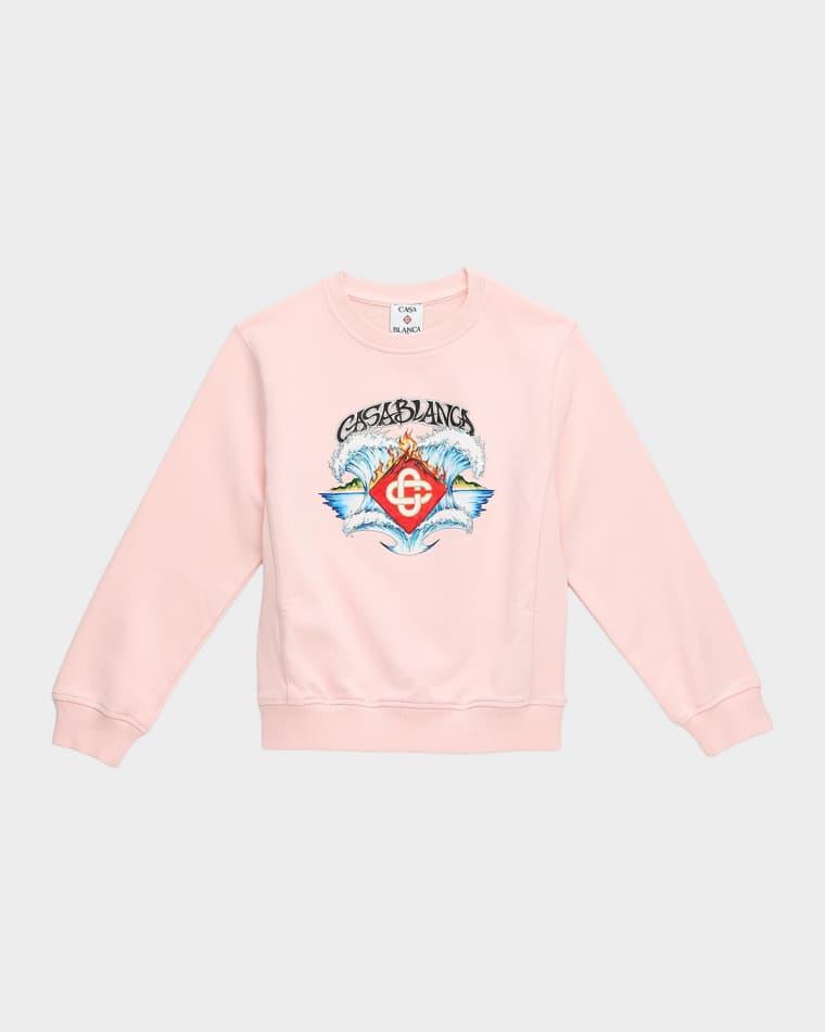 Girl's Waves Logo Organic Cotton Sweatshirt, Size 3-14 by CASABLANCA