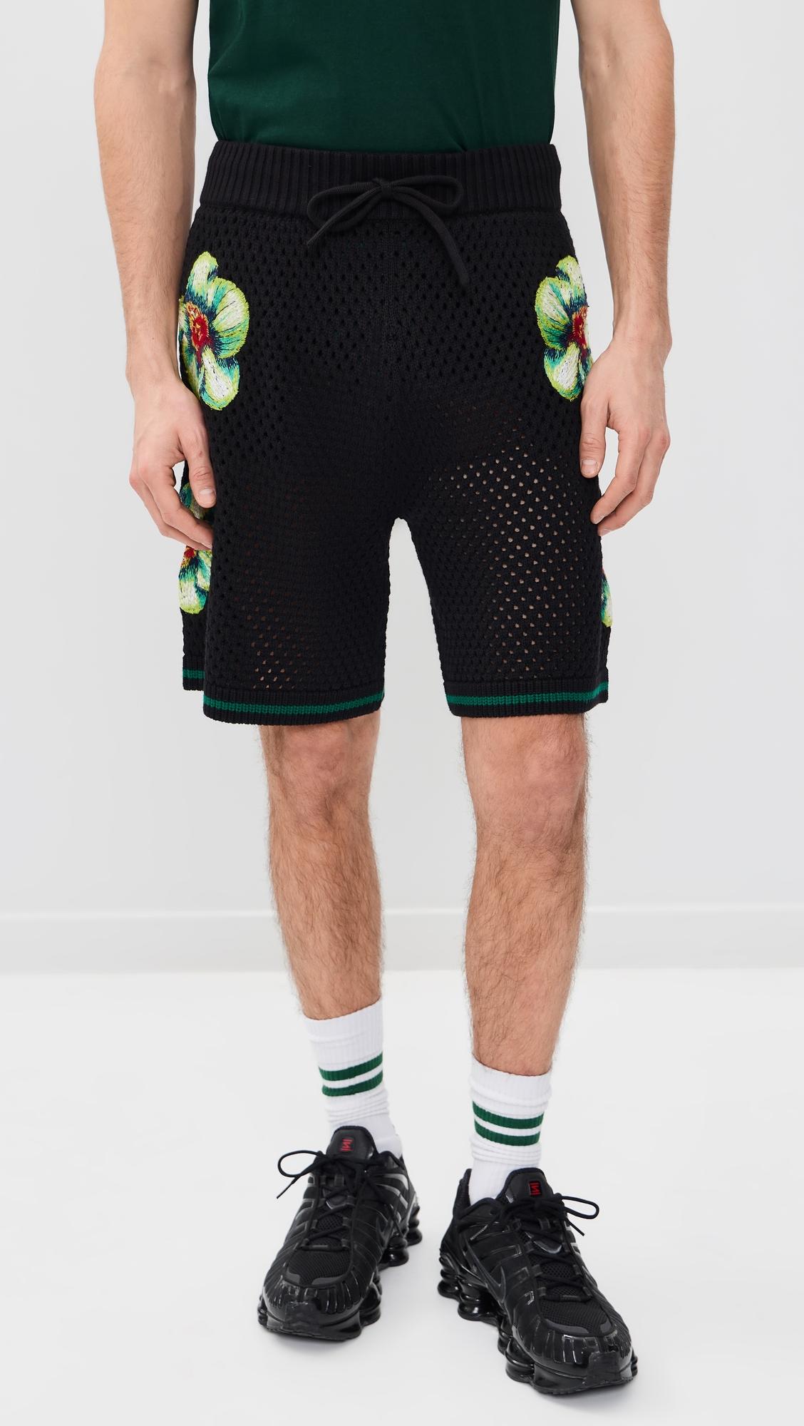 Glitch Orchid Embroidered Crochet Shorts 12" by CASABLANCA