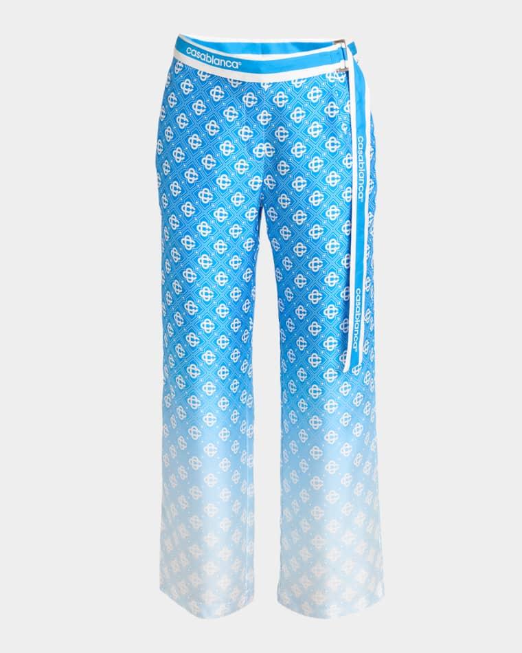 Gradient Diamond Print Silk Straight-Leg Pants by CASABLANCA