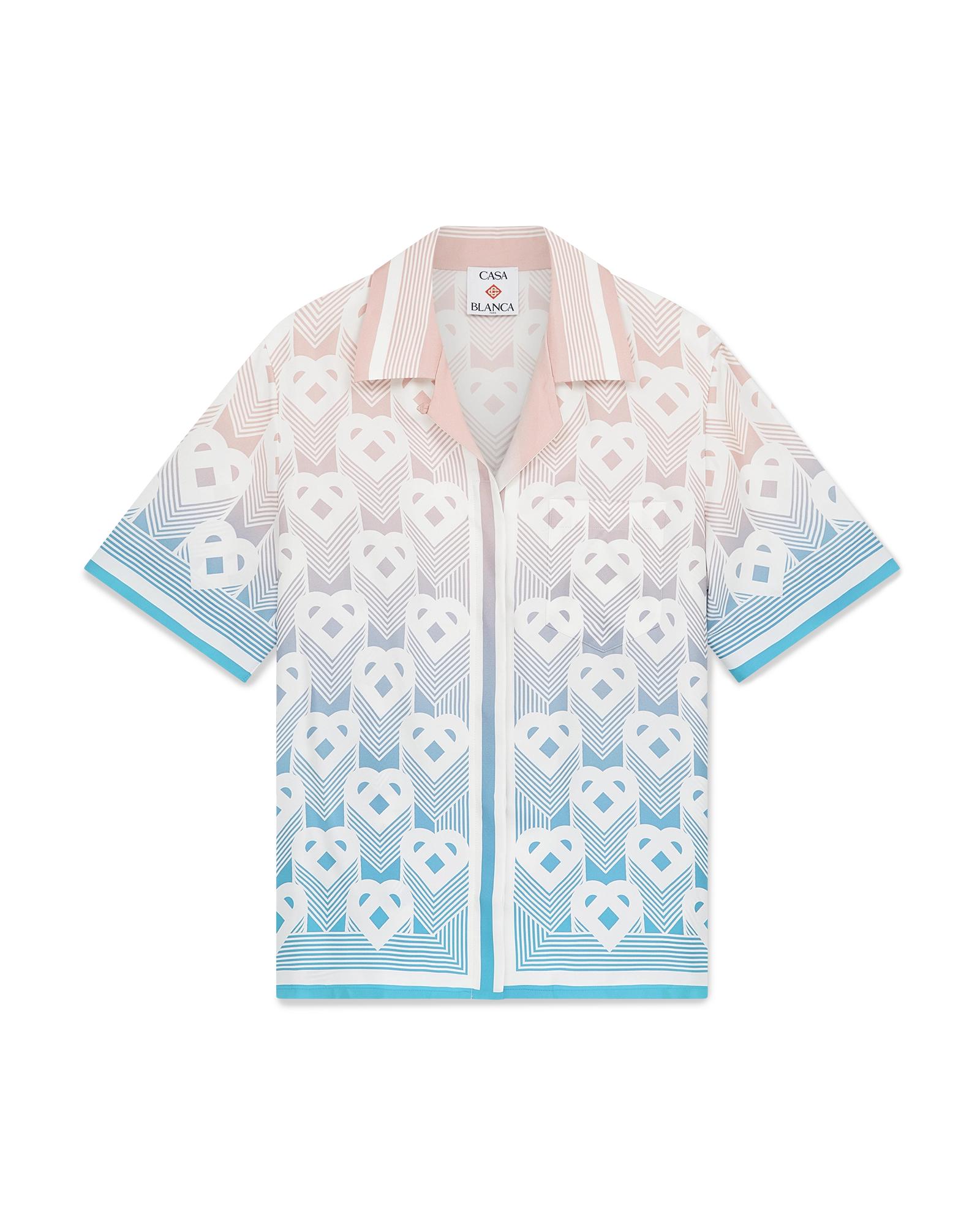 Gradient Heart Monogram Silk Short Sleeve Shirt by CASABLANCA