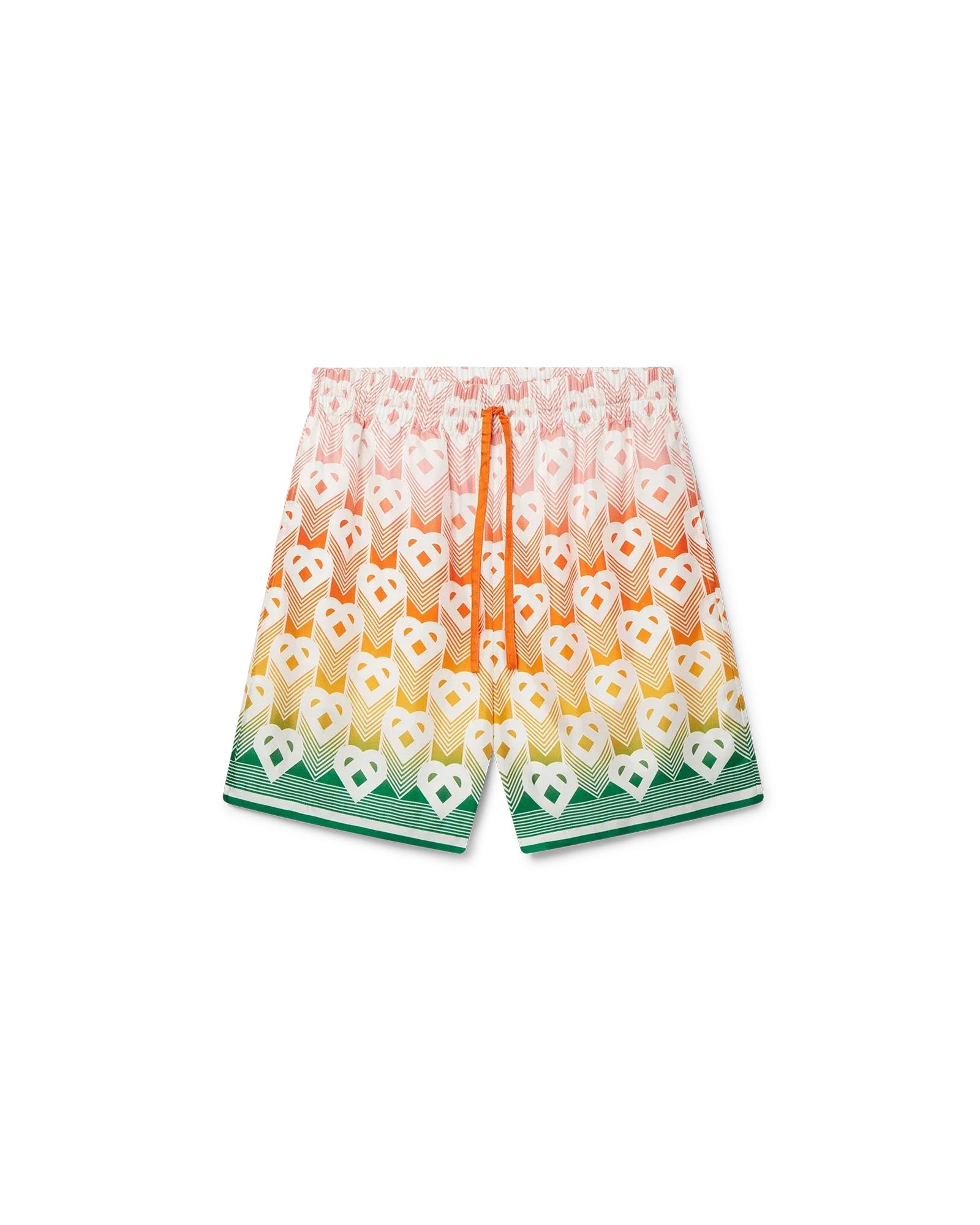 Gradient Heart Monogram Silk Shorts by CASABLANCA