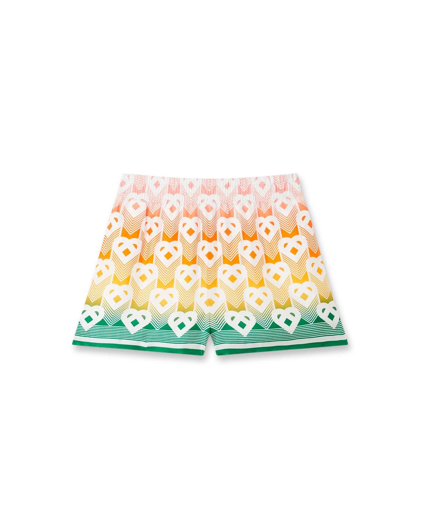 Gradient Heart Monogram Silk Shorts by CASABLANCA