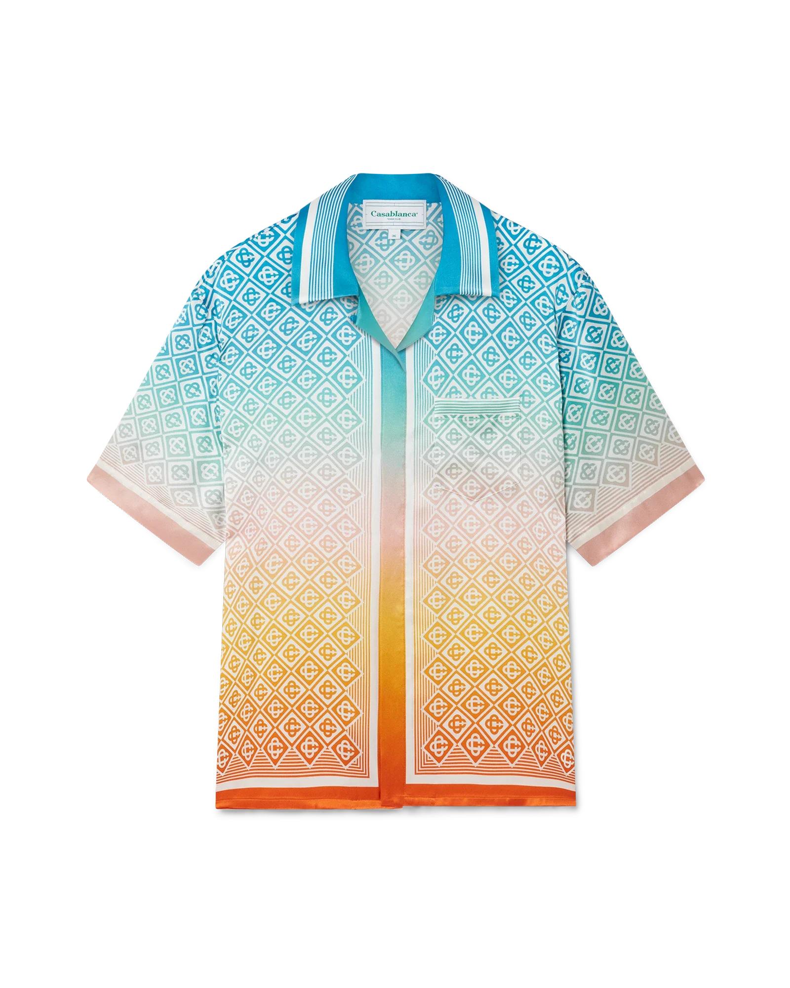 Gradient Monogram Short Sleeve Silk Shirt by CASABLANCA